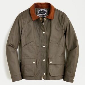 J. Crew Olive Barn Jacket with Rust Collar